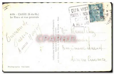 Cassis (B.-du-Rh.) — Molo i ogólny widok — Wydawnictwo Mar, 4, bulwar Cimiez - Nice — Rewers