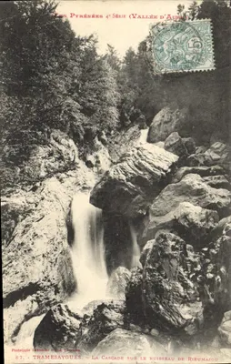 A Cascata no Riu de Rieumajou — Os Pirineus 4ª Série (Vale de Aure) — Fototipia Labouché frères, Tramesaygues