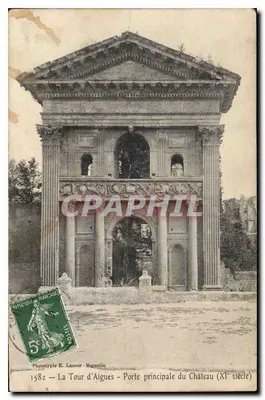 La Tour d'Aigues — Porta principal do Castelo (século XI) — Fototipia E. Lacour - Marselha, n° 1582