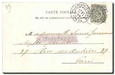Castelo de Palteau, perto de Villeneuve-sur-Yonne — (Le Manque de Fer y logea en 1898) — R.M. Collection P.R.S. — Verso