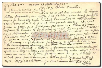 Vue geral e Ponte sobre a Yonne — Arredores de TANNAY — Cuzy — Verso