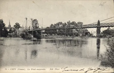CEZY (Yonne) — O Ponte Suspensa — ND. Fot. Suivrons de Joigny