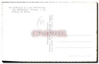 Castelo de Railly — Barragem e lago artificial do Crescente (Yonne) — Verso