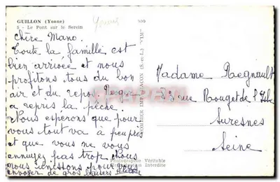 O Ponte sobre o Serein — Guillon (Yonne) — Fotografia Imp. Macron — Verso