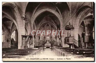 Champigny-sur-Yonne (Yonne) — Interior da Igreja — Photo-Édit. E. Mignon, Nangis