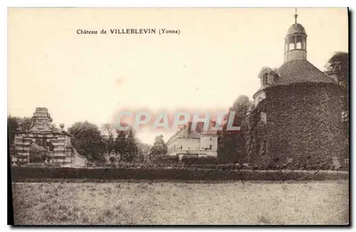 Castelo de VILLEBLEVIN (Yonne) — vista do castelo com jardim e torre — editor não identificado, número de série não visível
