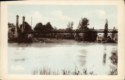 Cézy (Yonne) — O ponte suspensa — Artistic, 177, boulevard Brune, Paris