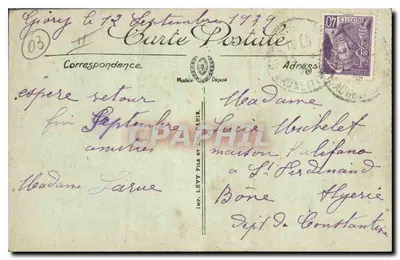Vichy — Rue du Marché — LL. — Imp. Lévy Fils, Paryż — Rewers
