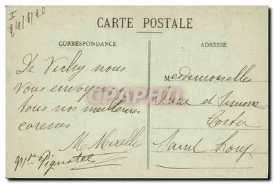 Vichy — Terrasse e Teatro do Casino — Marca Dépojéer n° 535 — Verso