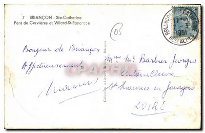 Briancón - Ste-Catherine — Most Cervières i Villard-St-Pancrace — wydawca nieznany, numer serii nie widoczny — Rewers
