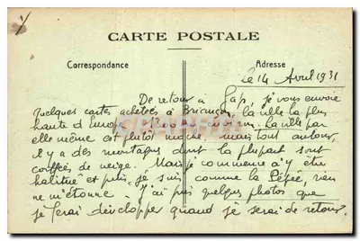 Briancón — Algemene uitzicht — Uitgave N.G. - Cliché A.M. — Achterkant