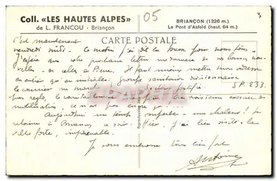 Most Asfeld — BRIANÇON (1326 m.) — Zbiór «LES HAUTES ALPES» L. FRANCOUN — Rewers