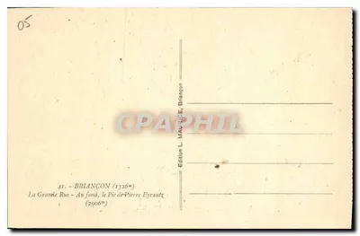 BRIANÇON — Wielka ulica — na tle szczyt Piętra Eyraut (2906 m) — wydawnictwo L. MAUROCE, Briançon — Rewers