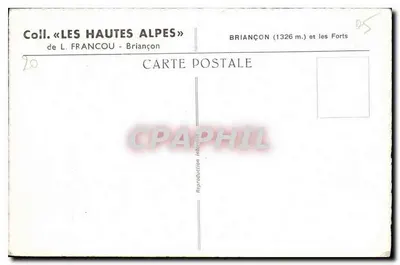 Briancón — panoramische uitzicht met de fortificaties — van L. Francou, n°20 — Achterkant