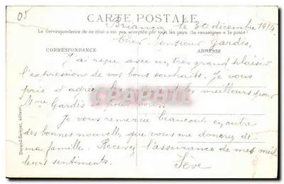 Stara pocztówka Briancon Train — Rewers