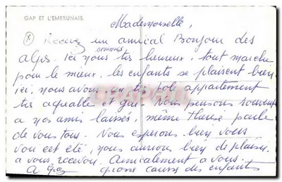 Gap i Embrunais — widok panoramiczny z zasnieżonymi górami — wydawca GAP ET L'EMBRUNAIS — Rewers