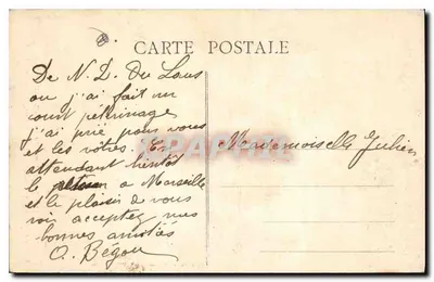 Nossa Senhora do Laus (Alpes Altos) — Nossa Senhora da Virgem com a cabra — Propriedade dos Missionários — Verso