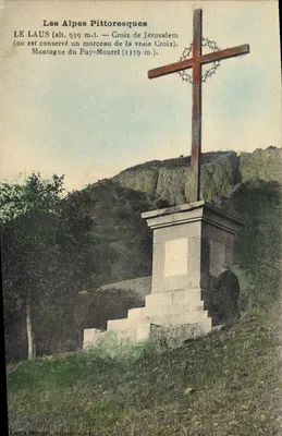 Le Laus (alt. 959 m.) — Cruz de Jerusalém — Montanha do Puy-Mourel (1359 m.) — Louis Bonnet, editor