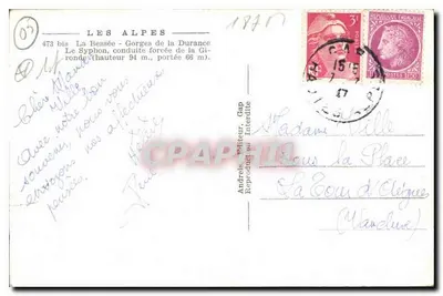 Les Alpes — Les Gorges de la Durance — Le Syphon (wysokość 34 m, zasięg 68 m) — Andréas, wydawca, Gap — Rewers