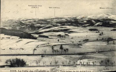 A Crête dos Cévenas no inverno — Vista tirada de St-AGRÈVE (Ardèche)