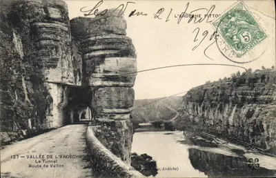 Vale do Ardèche — O Túnel — Estrada de Vallon — edit. Paris, n°127