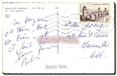 Vernoux (Ardèche) — Vue générale — Combin L.P. (S.-et-L.) — Verso