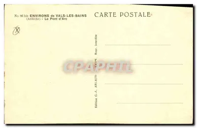 Ponte d'Arc — Ardèche — Edição G.-L. Arlaud, Número 86 bis — Verso