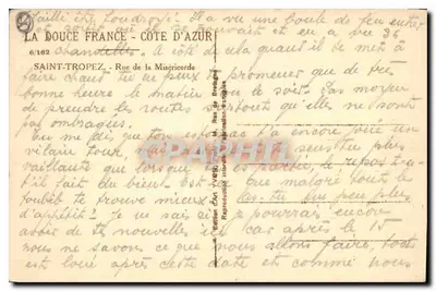 Saint-Tropez — Rue de la Miséricorde — Wydawnictwo Art Yvèque, nr 6/162 — Rewers