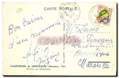 Chartreuse de Montrieux — Arrivo al Monastero — Hélio Audry, 36, Boulevard Michelet, Marseille — Verso