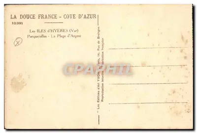 Wyspy Hyères — Porquerolles — Plaża Argent — Yvon, n°13/321 — Rewers