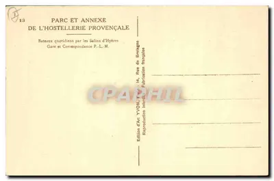 Ilha de Port-Cros (Var) — O Château de Hélène e de Jean d'Agrève — Editor: Yvon, 14 rue de Bretagne — Verso