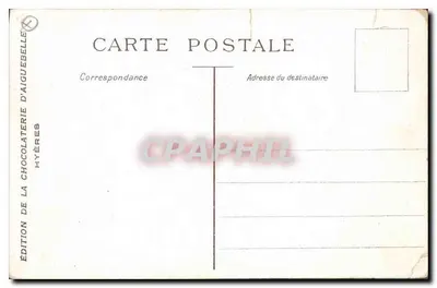 Vue de Hyères — paysage avec villa et palmiers — Édition de la Chocolaterie d'Aigüebelle, Hyères — Verso