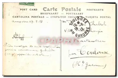 Katedra w Auxerre — widok z brzegu wody — wydawca Toulot — Rewers