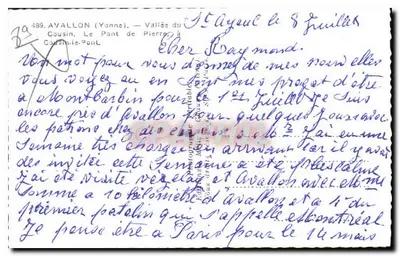 Avalon (Yonne) — Vale do Pierro — editor Molie, n° 489 — Verso