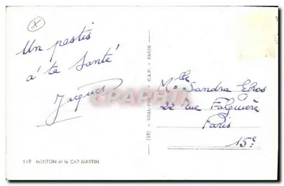 Menton i Kap Martin — widok na port i kwiaty — Réal-Photo, Paryż, nr 119 — Rewers