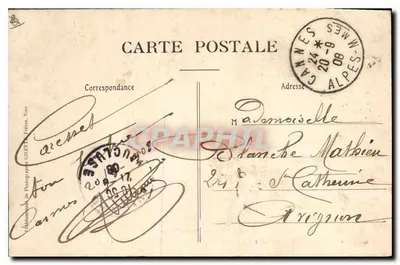 CANNES — zachód słońca nad Estérel — Kolekcja Artystyczna, nr 408 bis, fot. Nice — Rewers