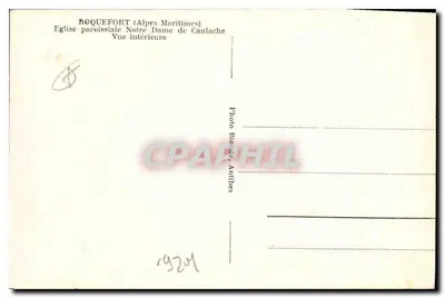 Roquefort (Alpes-Maritimes) — Katedra parafialna Najświętszej Maryi Panny Canlache — Widok wewnętrzny — Photo Blonde, Antibes — Rewers