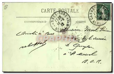 CANNES — Pomnik Edouarda VII i widok na port — LL. n°188 — Rewers