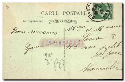 Draguignan — Widok ogółem — panoramowy widok z drzewa, wydawca nieznany — Rewers