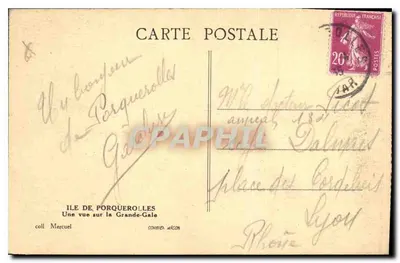 Ilha de Porquerolles — Vista da Grande-Gale — coll. Mercuel, editor Combier, Mâcon — Verso
