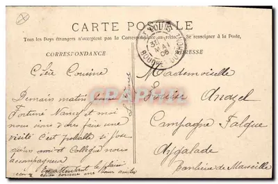 Toulon - A Darse — vista portuária com barcos a vela e navios — A. Bougault n°725 — Verso