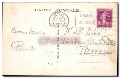 Nice - Casino de la Jeûnée - Promenade des Anglais — Verso