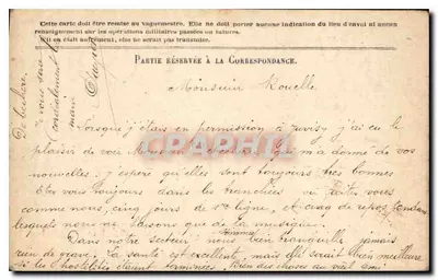 Korespondencja Armii Republiki — Karta w zwolnieniu — Stern & Cie — Rewers