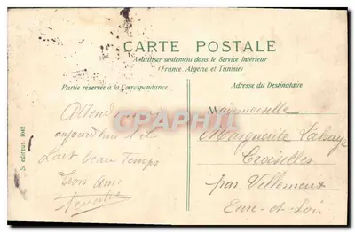 PARIS - Avenue des Champs-Élysées — panoramische weergave met koetsen en Arc de Triomphe — uitgever S. uitgever 1042 — Achterkant