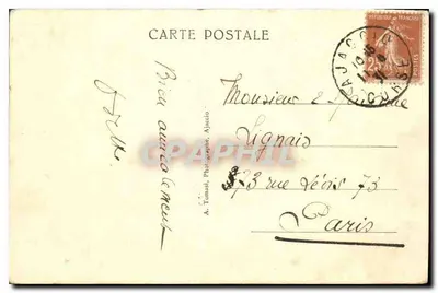 Córsega — Pôr do Sol nas Sanguinárias — A. Tomasi, Ajaccio — Verso
