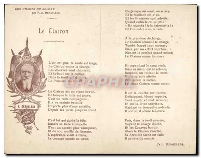 Le Clairon — Les Chants du Soldat — par Paul Déroulède — éd. Lepinou, Paris, n° 520928 — Verso