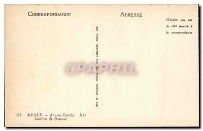 Meaux — Antigo Bispo — Cabinet de Bossuet — Cabinet de Bossuet — Verso