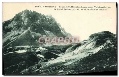 O Grande Galibier (2873 m.) — vista da estrada de Valloires, Maurienne (Savoie) — Grimaldi, Clumbéry