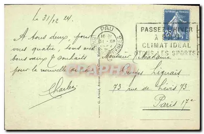 Pau - Kobieta przy studni — rzeźba ozdobiona cherubikami — wydawca G. Artaud, nr 50 — Rewers