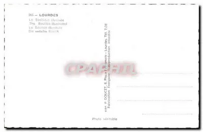 Lourdes — Zabytkowa Bazylika — wyd. P. DOUCET, 265 — Rewers